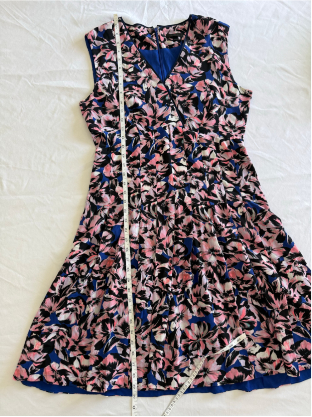 Women's J.Crew Silk Pleated Floral Dress Size 10 Blue Pink - Picture 7 of 9